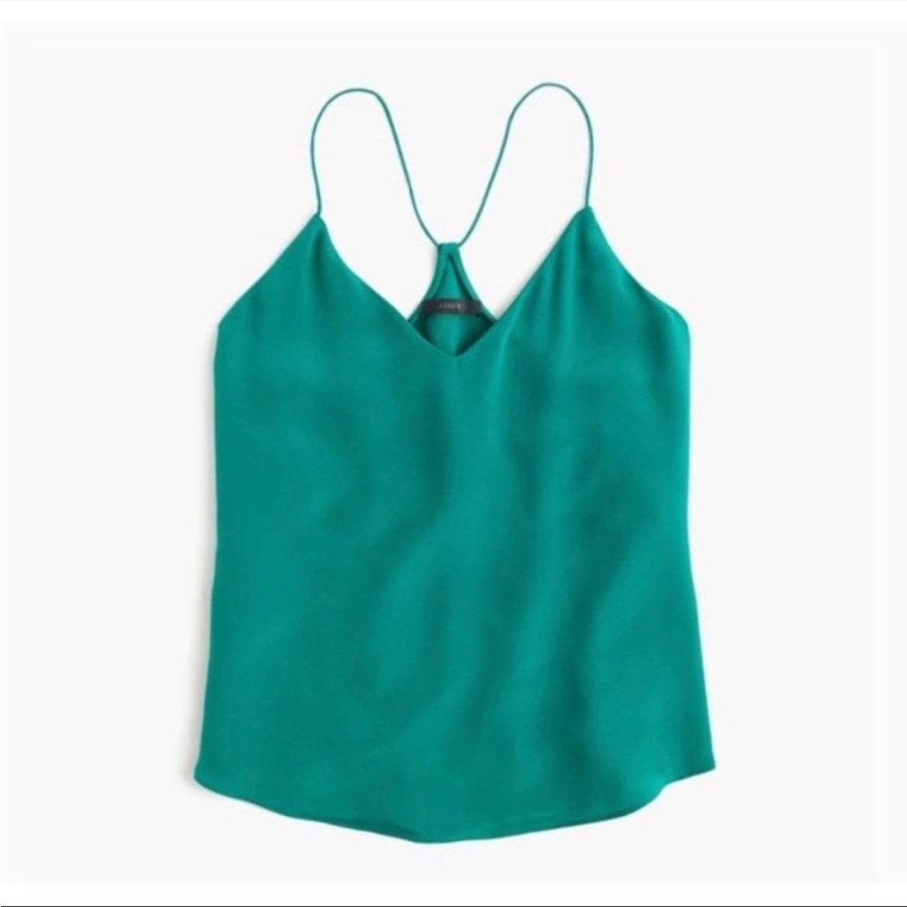 J Crew Carrie Silk Cami in green
